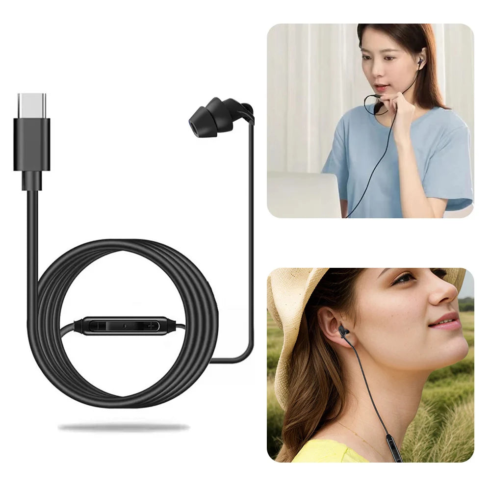 Single Ear Wired Earphone with Mic – 3.5mm & Type-C