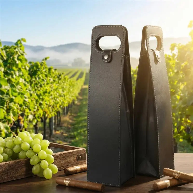6-Pack PU Leather Wine Gift Bags – Single Bottle Carriers
