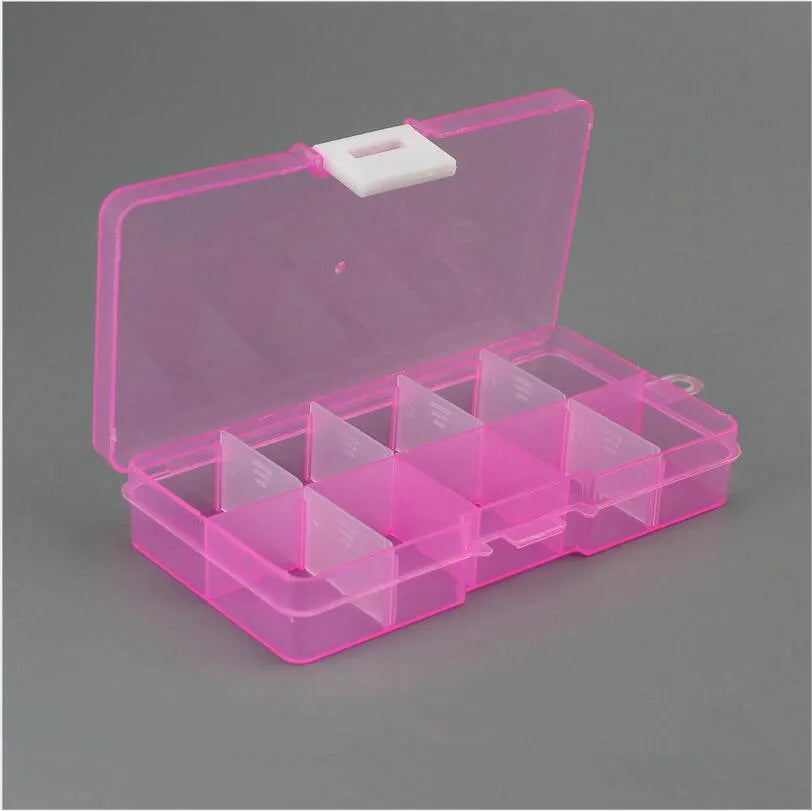 10-Slot Adjustable Plastic Jewelry Organizer Box – Bead Storage