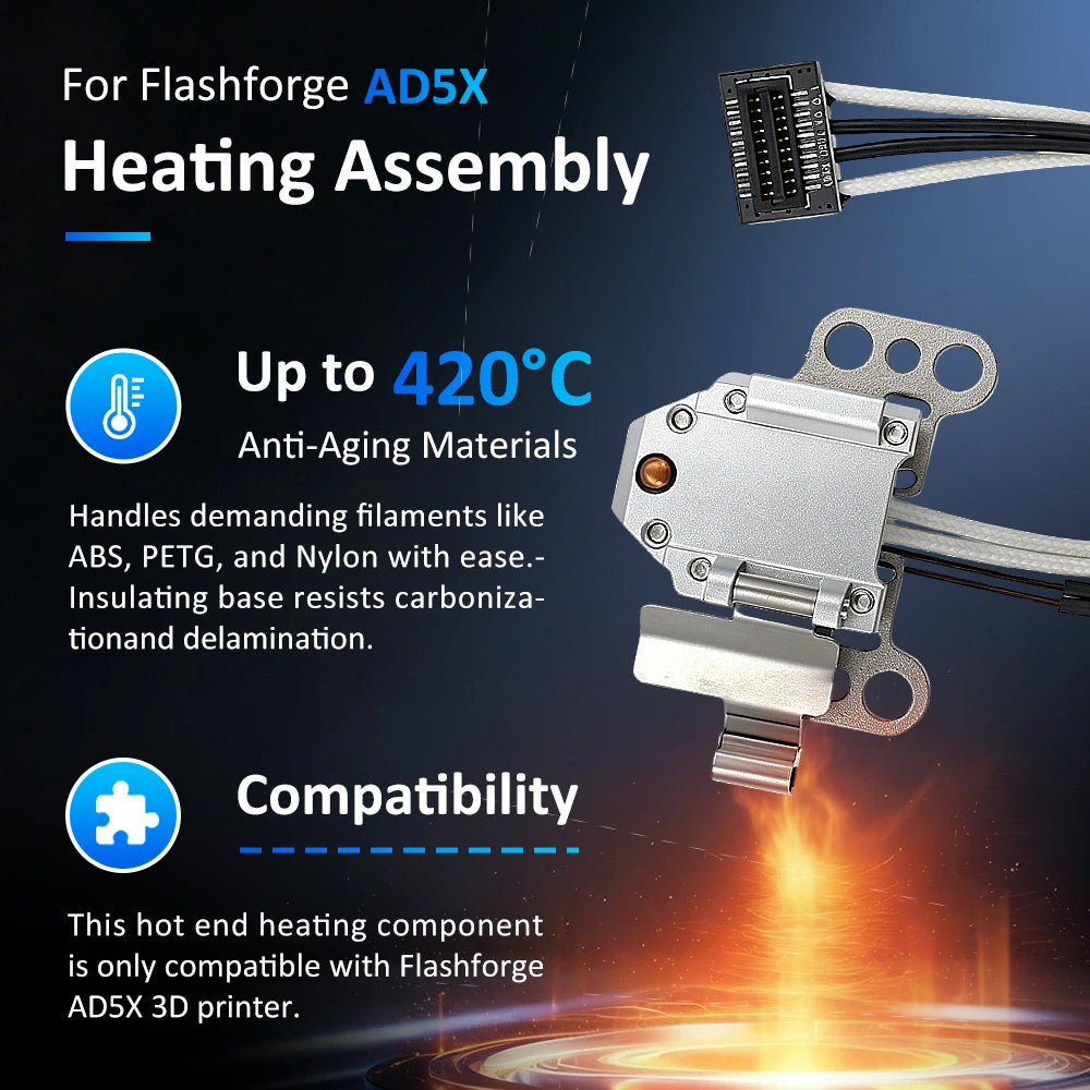 AD5X Hotend Heating Assembly Kit for Flashforge 3D Printer