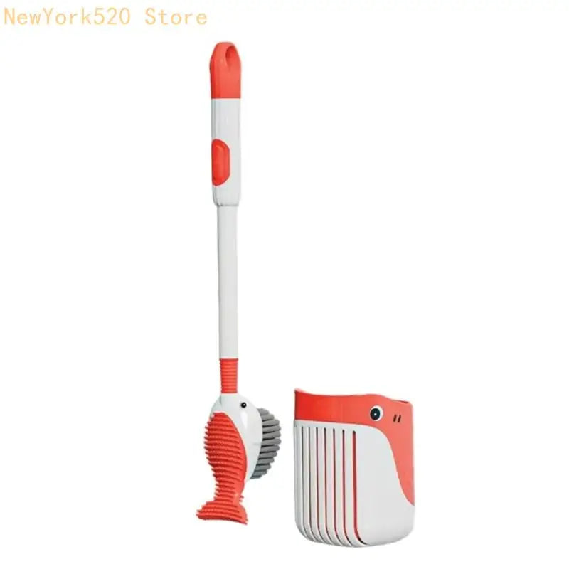 Whale Toilet Brush with Holder & Liquid Dispenser – Long Handle