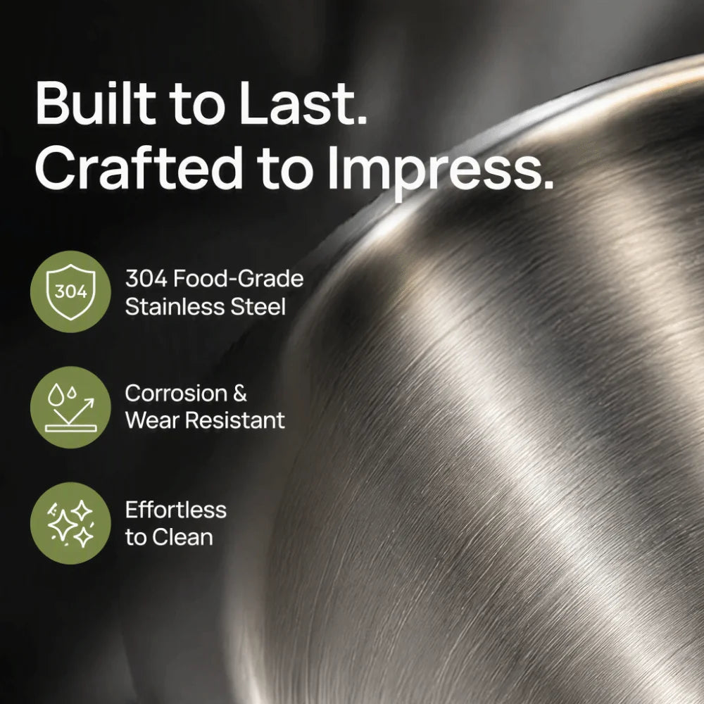 Stainless Steel Mortar & Pestle Set – Non-Slip, Dishwasher Safe