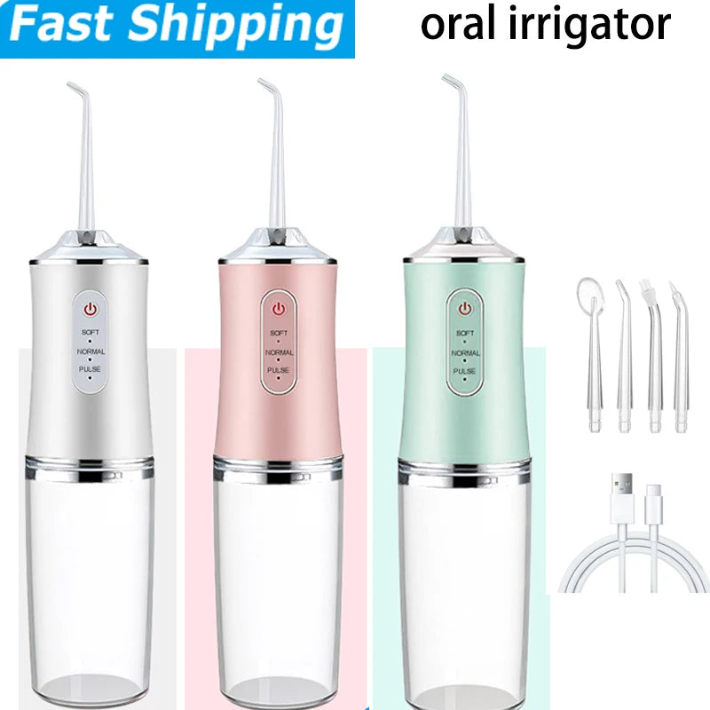 VIBE Portable Oral Irrigator USB Charging 3 Modes 4 Tips