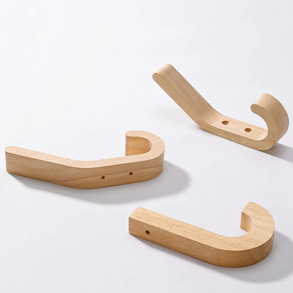 Wooden Wall Mounted Double Coat Hooks – Heavy Duty Oak Rack