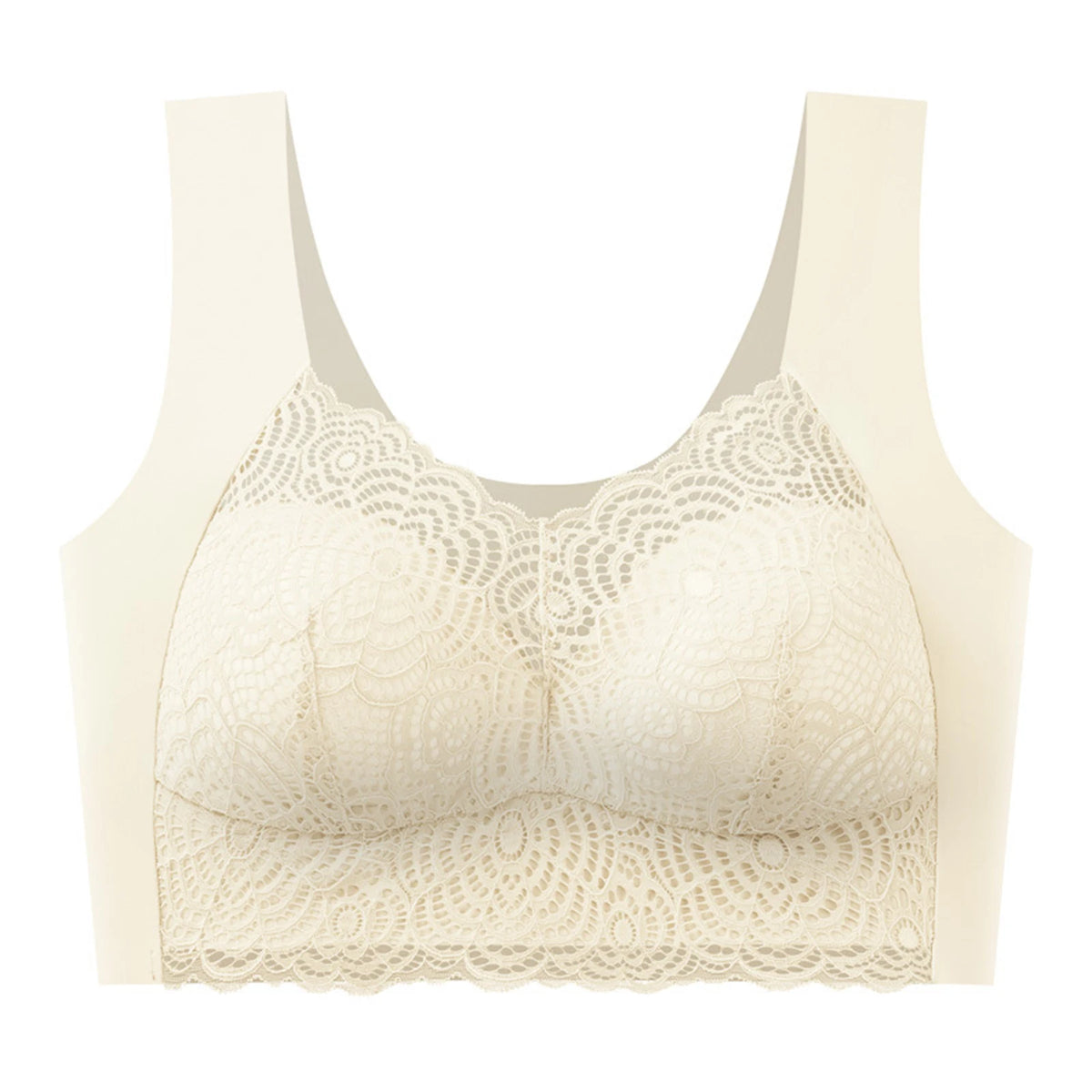 Women's Seamless Wireless Lace Bra – Wire-Free Half Cup Support