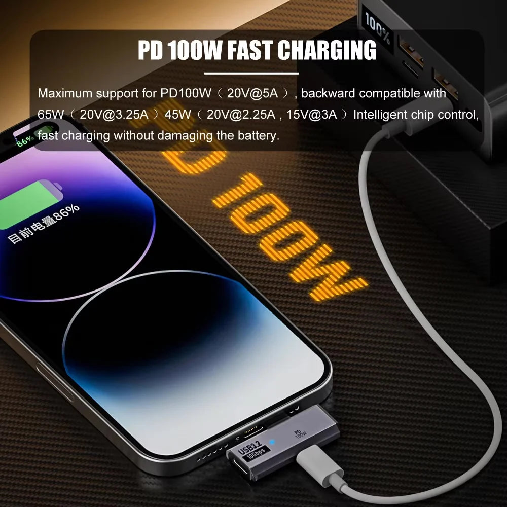 100W USB-C OTG Adapter – 10Gbps Fast Charging Converter