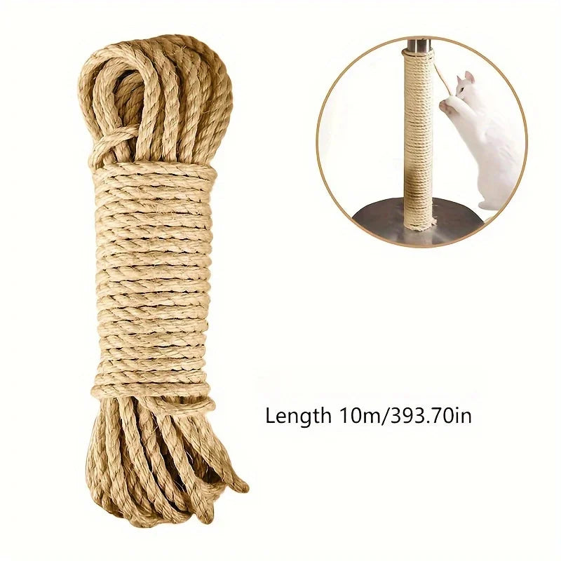 10M Natural Jute Rope Cat Scratcher & Furniture Protector