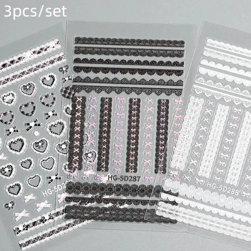 Bow Lace Self-Adhesive Nail Art Stickers – Sweet Heart Decals