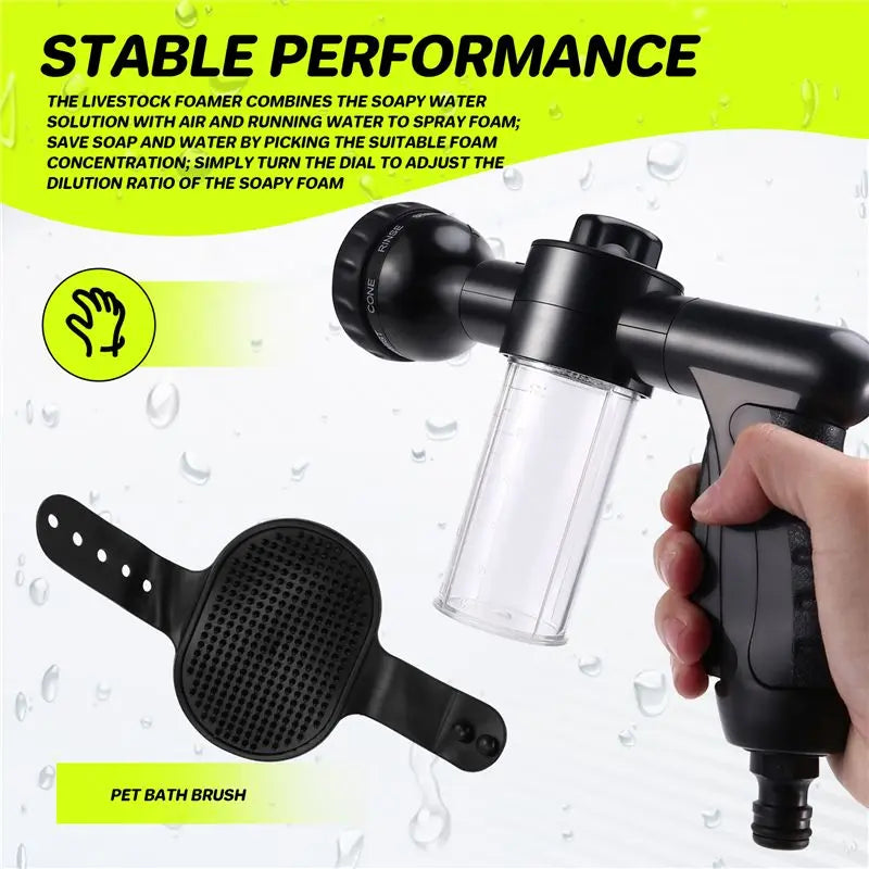 2-Piece Pet Bathing Set – Foam Sprayer & Rubber Grooming Comb