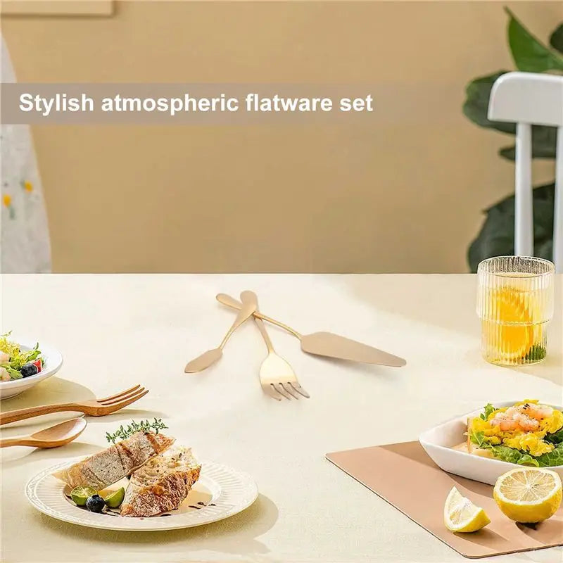 6-Piece Stainless Steel Serving Flatware Set | Cake Server & Spoons