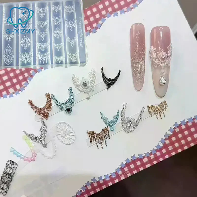 3D Silicone Nail Art Mold – Retro Lace Manicure Template