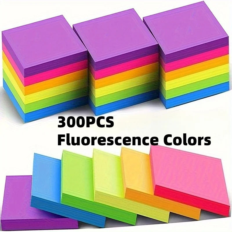 300pc Neon Sticky Notes Self-Adhesive – Office, School & Home