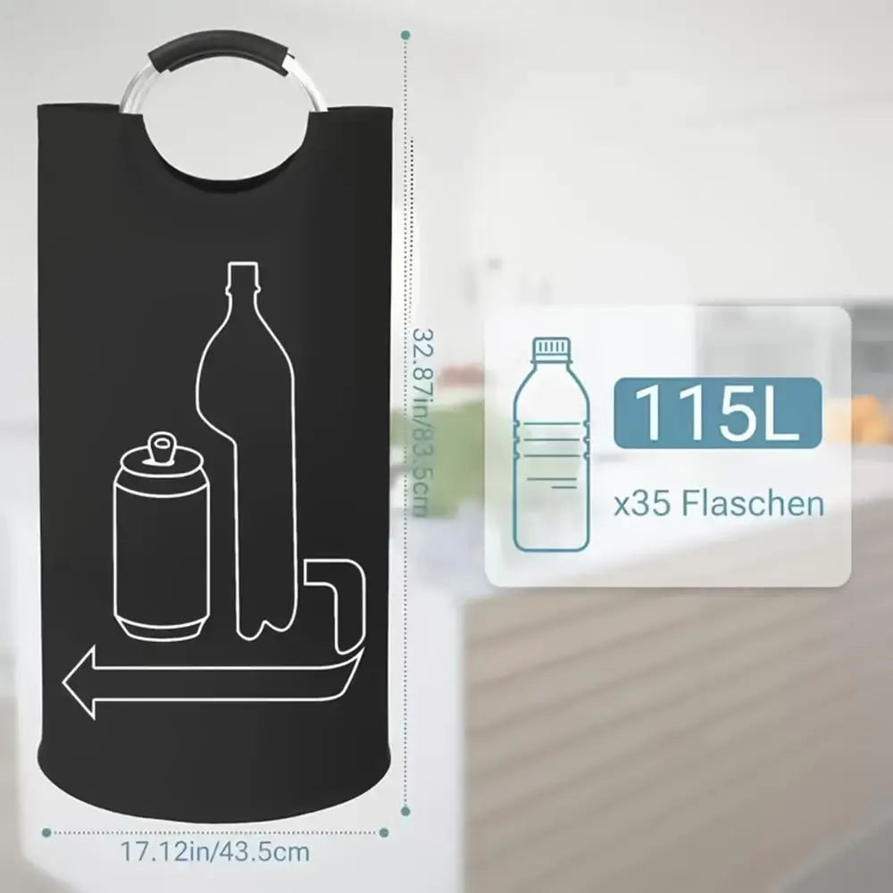 115L Folding Bottle Storage Bag Large Capacity Aluminum Handle Bin