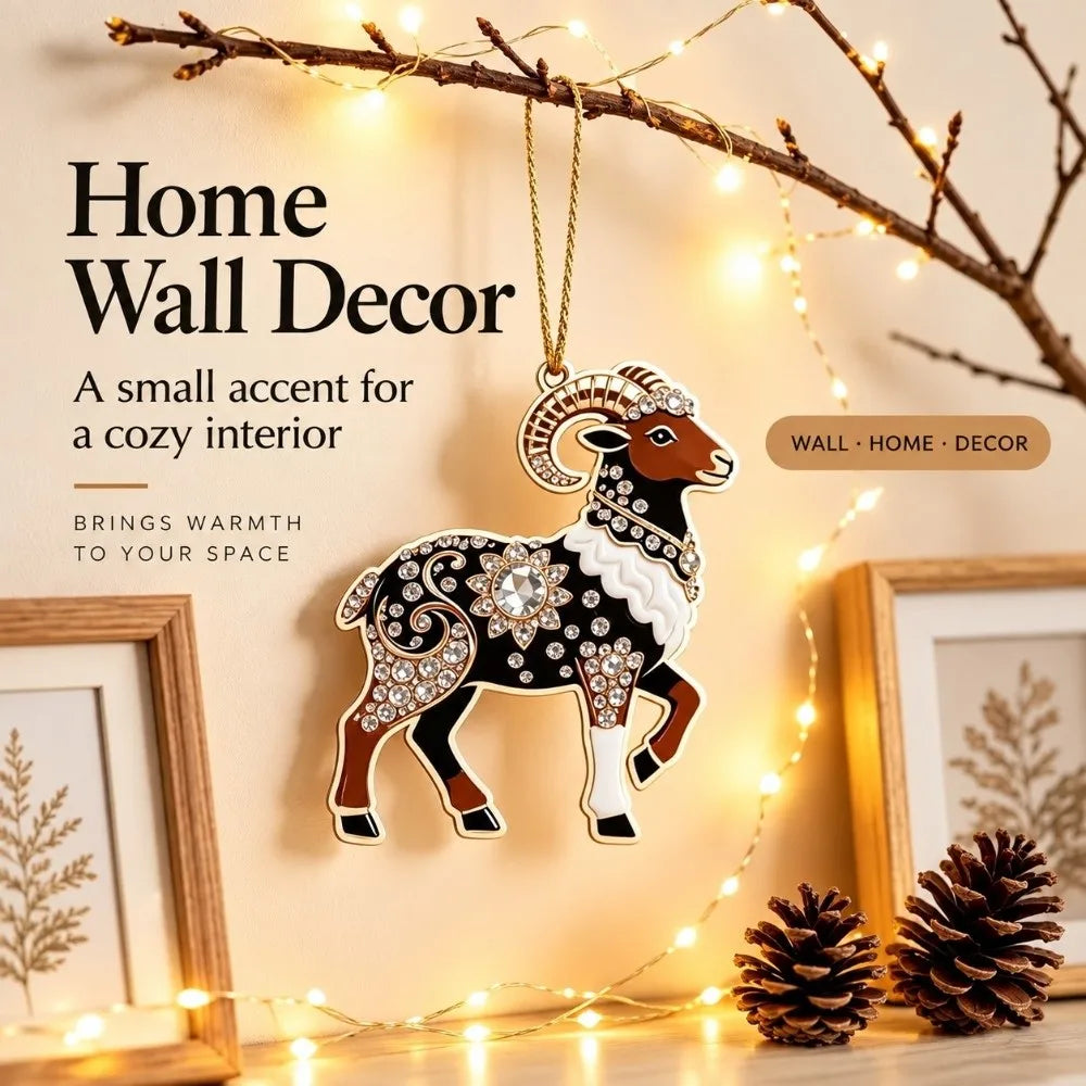 Rhinestone Goat Christmas Acrylic Pendant Keychain & Bag Charm