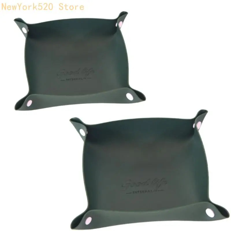 PU Leather Foldable Desk Storage Tray Set – 2-Piece Organizer