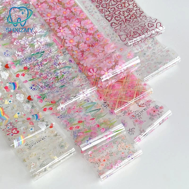 Nail Foils 10 Rolls Flower Rose Transfer Paper DIY Manicure