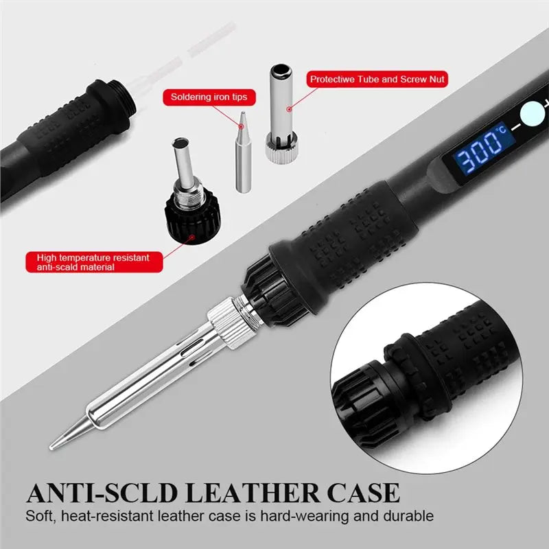 90W Digital Soldering Iron Heat Set Insert Tool Kit M2–M8