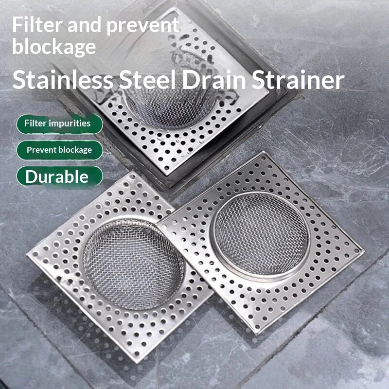 Square Stainless Steel Floor Drain Hair Catcher & Sink Strainer