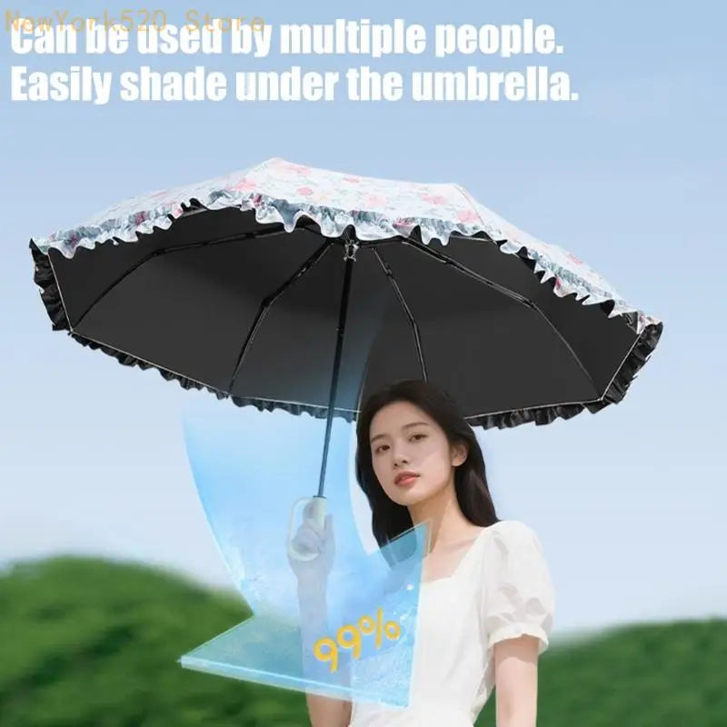 Floral Print Folding Umbrella with Clasp – Women's Travel
