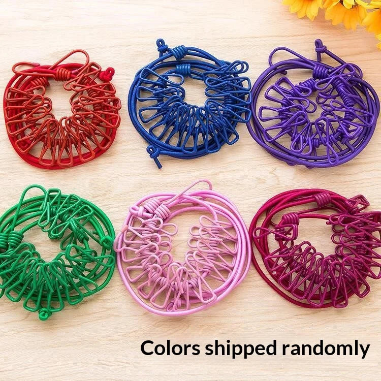 Portable Elastic Clothesline 12 Clips – Travel & Camping