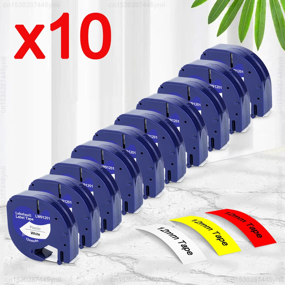 Labelwell 12mm LT Tape for Dymo LetraTag 91201 91202 12267 – 2/5/10 Pack