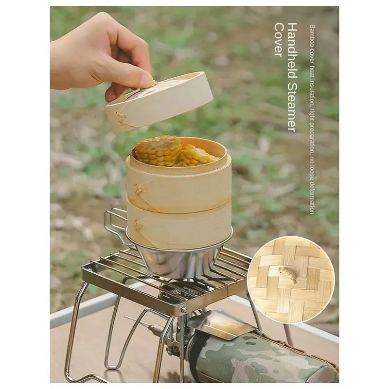 2-Tier Bamboo Steamer Basket for Dumplings & Vegetables