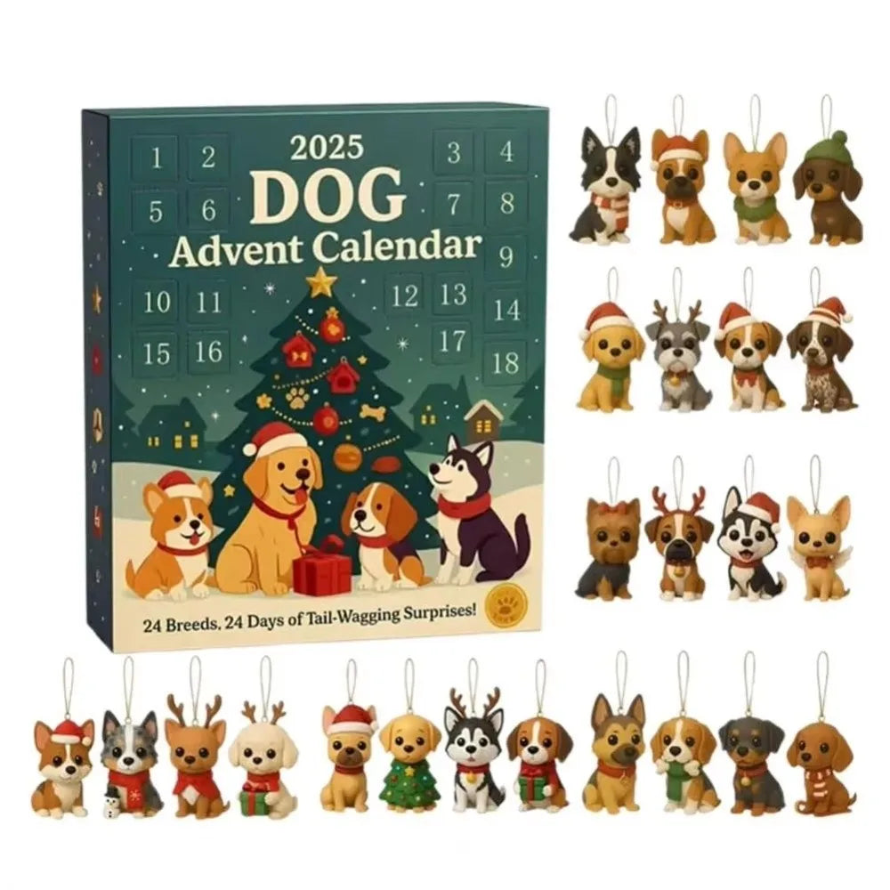 2D Dog Breed Advent Calendar – 24 Reusable Christmas Ornaments