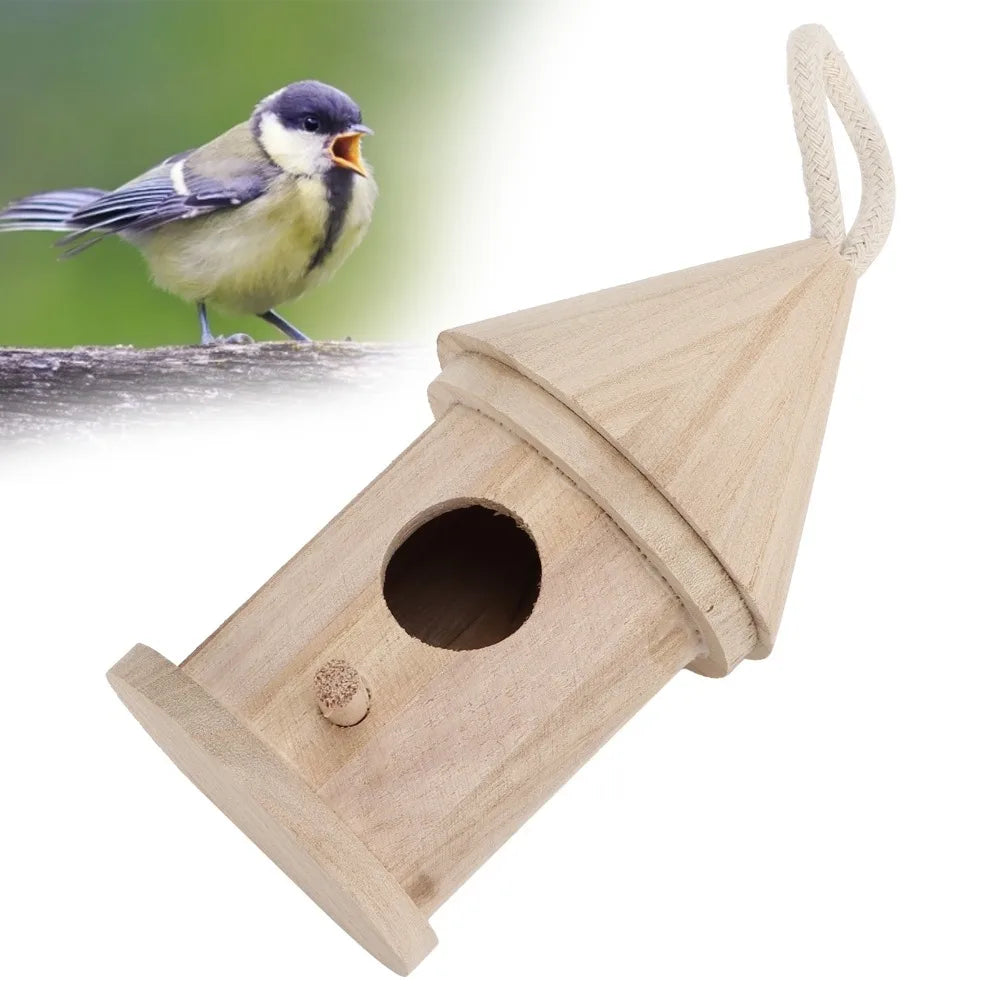 Small Hanging Wooden Bird House – DIY Paintable Pine Birdhouse