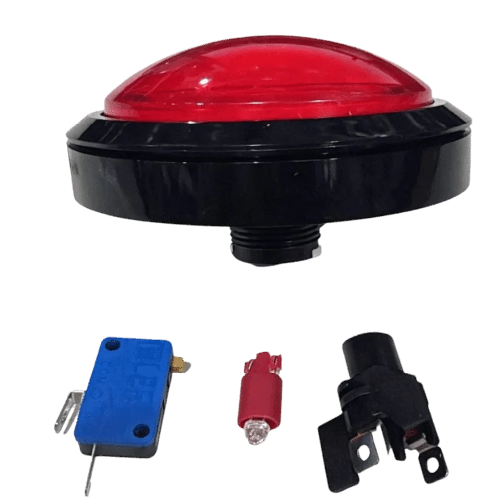 4-Pack 100mm LED Illuminated Arcade Push Button Red Convex