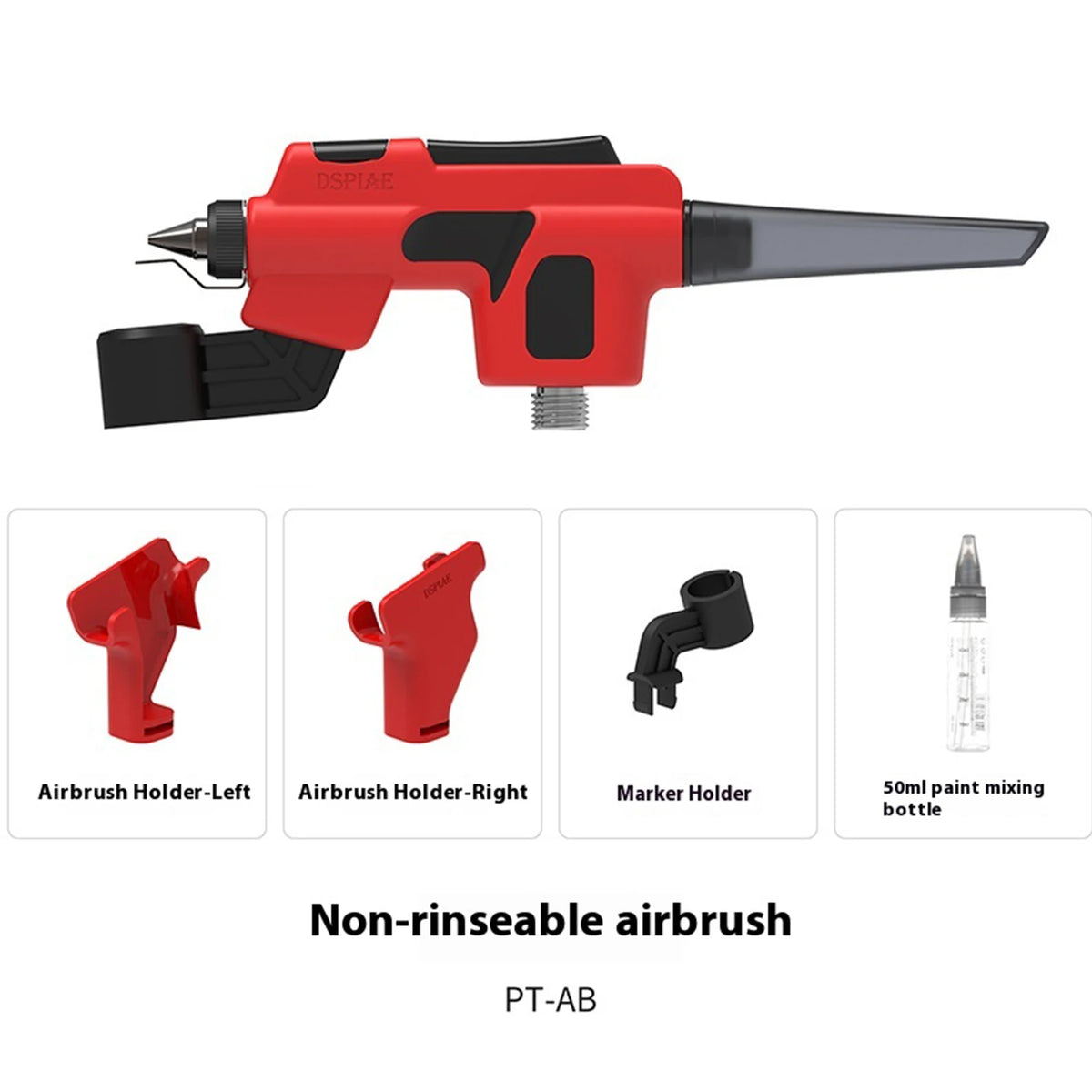 PT-AB Wash-Free Portable Airbrush Kit with 3 Mixing Bottles