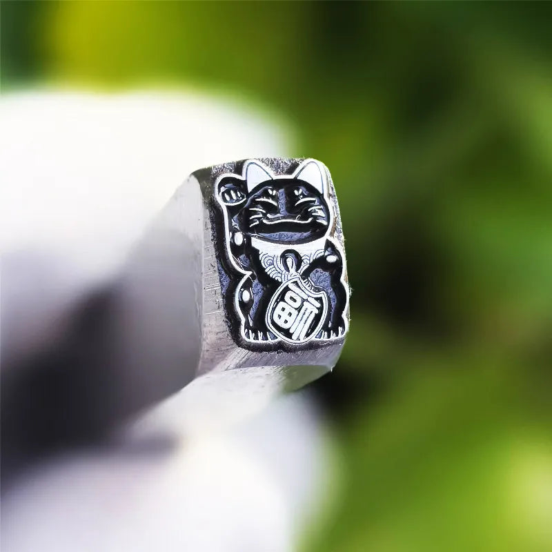 Stainless Steel Lucky Cat Hand Stamping Mold for Leather Goods