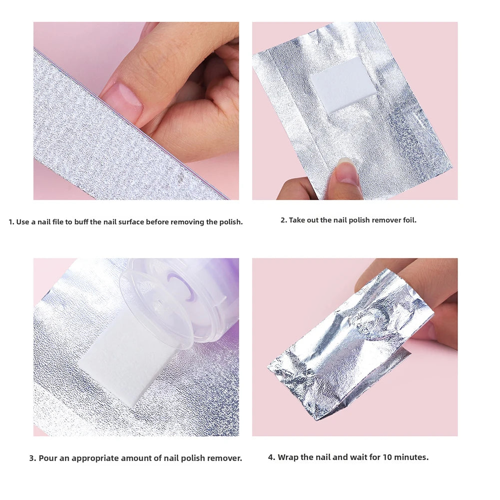 Gel Nail Polish Remover Foil Wraps with Cotton Pads 50/100Pcs
