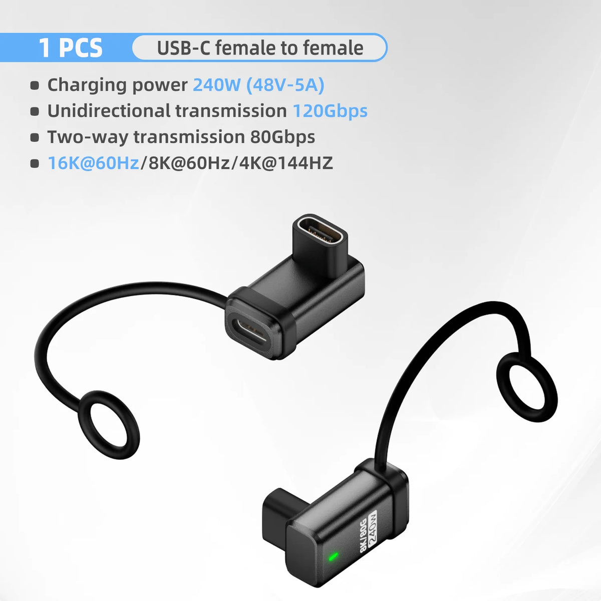 USB4 2.0 USB-C Adapter 240W PD 120Gbps 16K@60Hz Converter