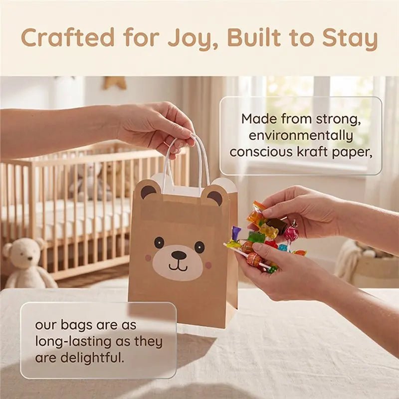 Teddy Bear Gift Bags 20 Pcs – Kraft Paper Party Favors