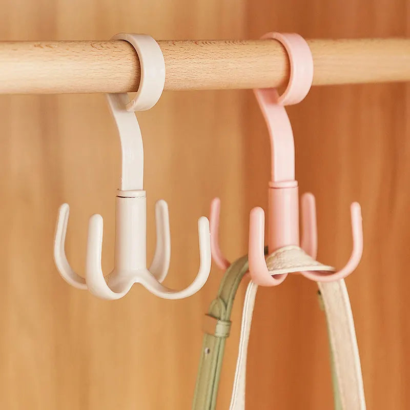 Rotatable 4-Claw Closet Hook Hanger for Bags Hats Belts Scarves