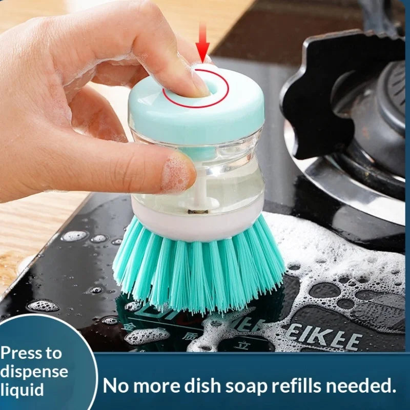 Press Soap Dispenser Dish Brush – Kitchen Pot Scrubber