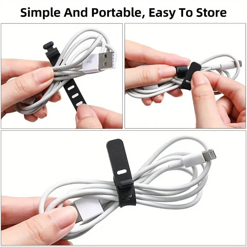 10-Pack Reusable Silicone Cable Ties – Cord Organizer Straps