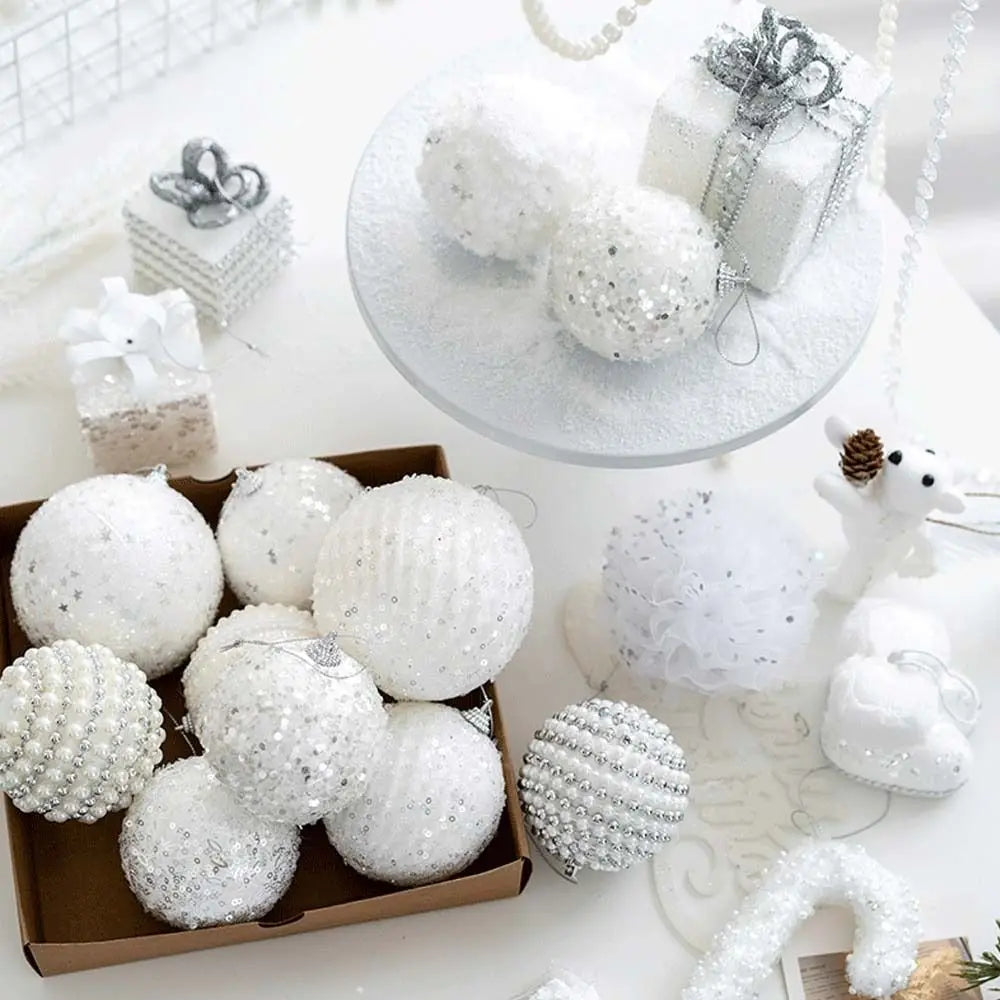 Sequin Foam Christmas Tree Baubles 8cm – Gold & Silver