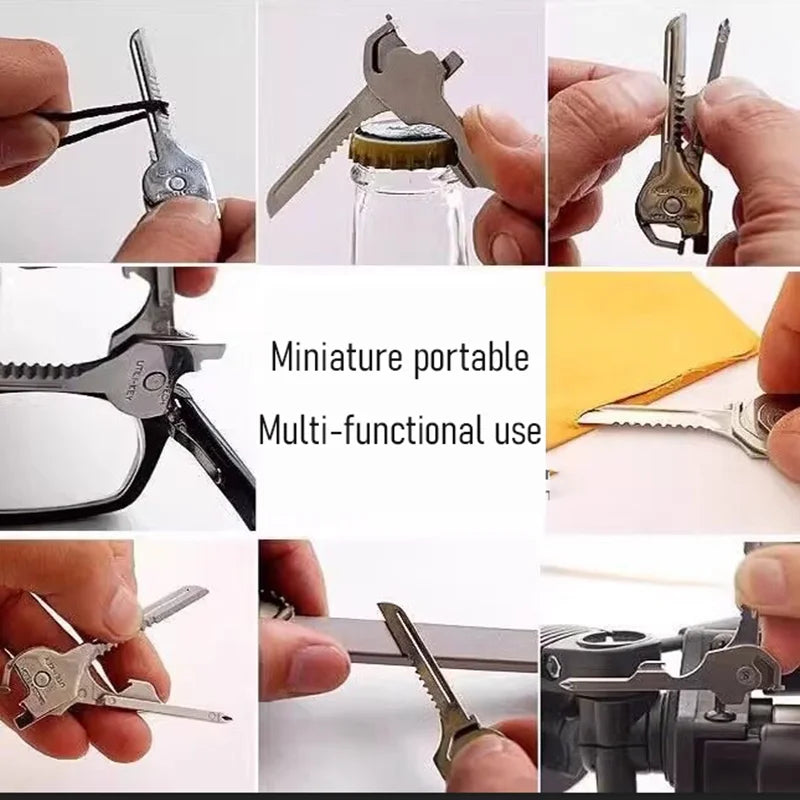 Key-Shape Folding EDC Multi-Tool Keychain Screwdriver