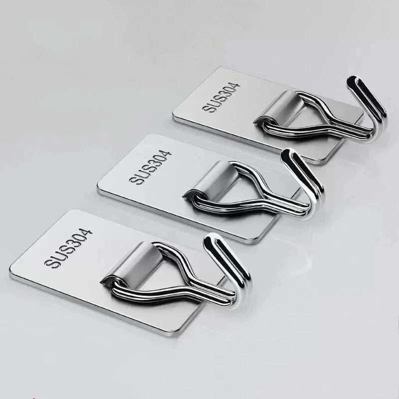 Rotating Self-Adhesive Stainless Steel Wall Hooks – 5 Pack