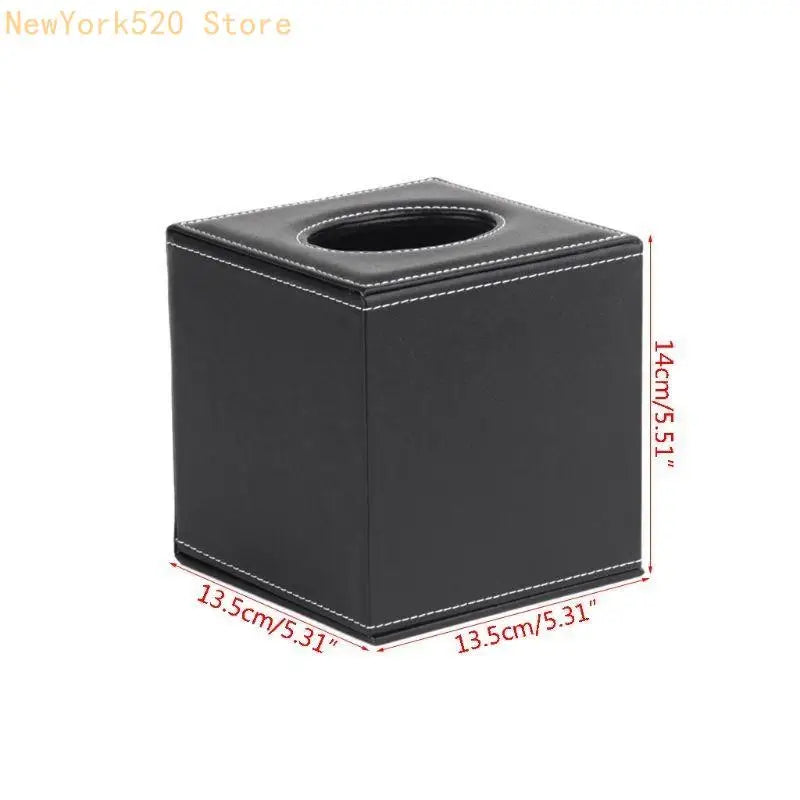 PU Leather Square Tissue Box Cover Holder – Black | VIBE