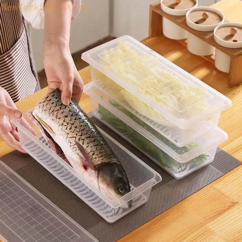 Fresh Produce Storage Box with Drain Mat – Fridge Organizer