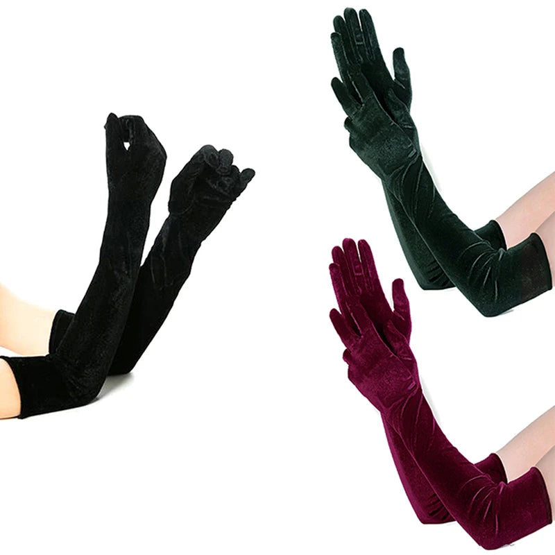 Women's Velvet Long Dress Gloves – Elegant Evening & Party