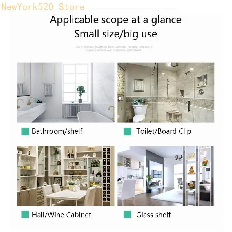 2-Pack Aluminum Glass Shelf Brackets Wall-Mount Clamps