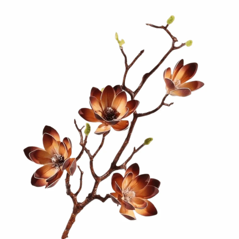 Pink Artificial Magnolia Flower Branch – 72cm Faux Blossom Décor