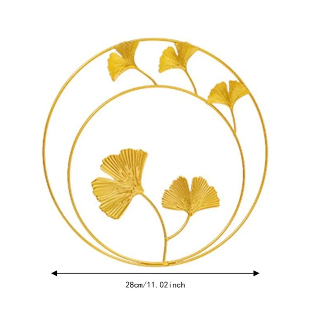 Gold Metal Leaf Wall Décor – 11in Wrought Iron Round Ornament