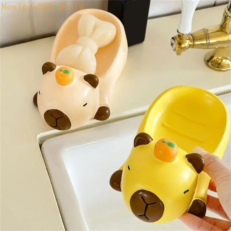 Cartoon Capybara Resin Draining Soap Dish – Bathroom Tray