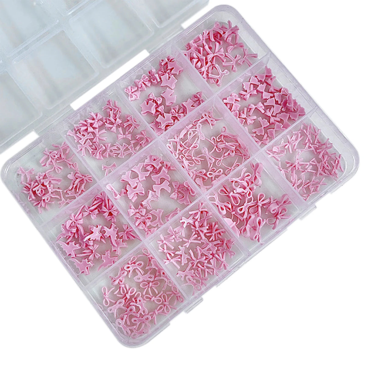 12-Grid 3D Bowknot Nail Art Charms Set – Mixed Sizes