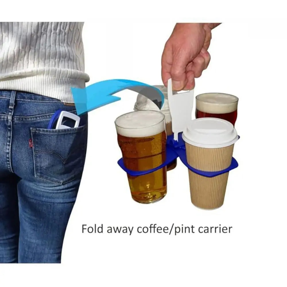 Foldable 4-Cup Rotating Carousel Carrier for Camping & Picnics