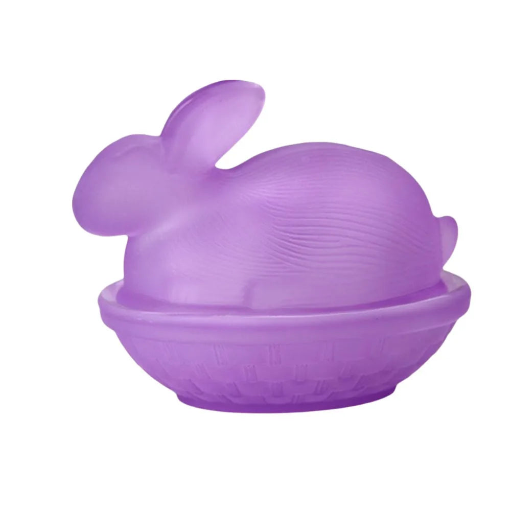 Rabbit-Shaped Crystal Glass Candy Dish with Lid – Easter Décor